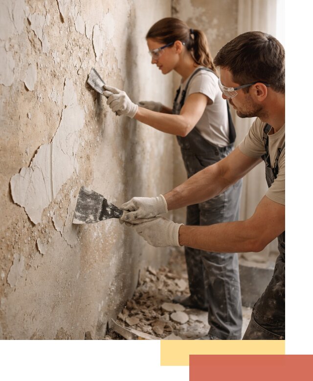Снятие старой шпаклевки и подготовка поверхностей в Владимире