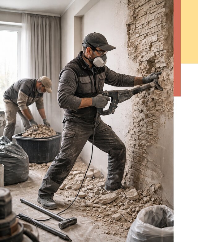 Демонтаж декоративного камня в Владимире от 1504 руб/м² — быстро и недорого | ОТДЕЛОЧНИК-Вдм