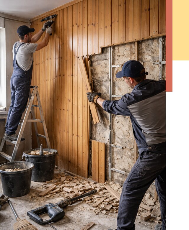 Демонтаж вагонки со стен в Владимире от 1504 руб. — снятие, удаление, срочно | ОТДЕЛОЧНИК-Вдм