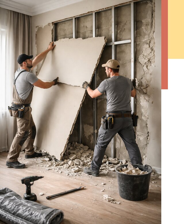 Демонтаж гипсокартона со стен в Владимире от 363 руб. — услуги демонтажа | ОТДЕЛОЧНИК-Вдм