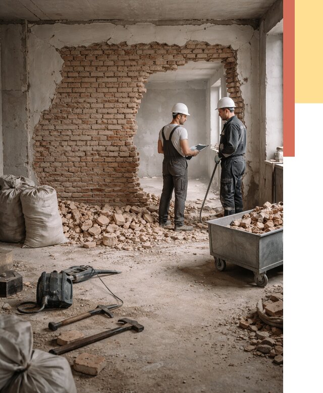 Демонтаж кирпичных стен в Владимире от 4358 руб. — быстро, недорого, под ключ | ОТДЕЛОЧНИК-Вдм