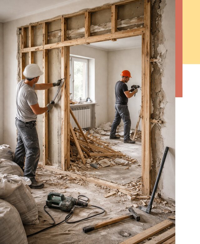 Демонтаж деревянных перегородок в Владимире от 3320 руб. — быстро и недорого | ОТДЕЛОЧНИК-Вдм