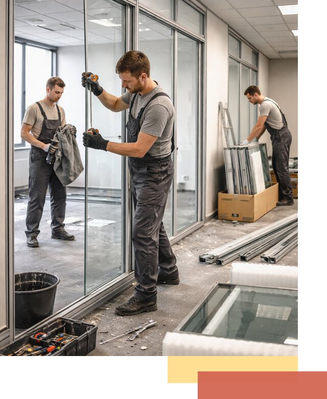 Демонтаж стеклянных перегородок в Владимире быстро и безопасно