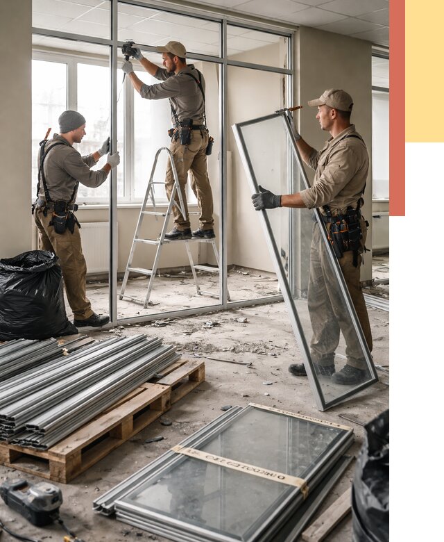 Демонтаж алюминиевых перегородок в Владимире от 4358 руб. — быстро и недорого | ОТДЕЛОЧНИК-Вдм