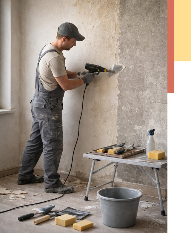 Очистка стен от клея в Владимире от 1919 руб. — снятие и удаление клея со стен | ОТДЕЛОЧНИК-Вдм