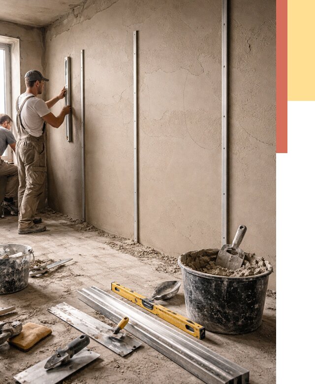 Штукатурка стен по маякам в Владимире от 5706 руб./м² — выравнивание под ключ | ОТДЕЛОЧНИК-Вдм