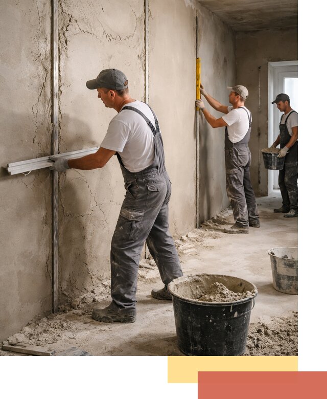 Штукатурка стен по маякам в Владимире — точная и ровная поверхность