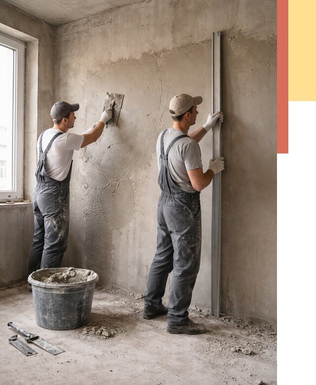 Штукатурка бетонных стен в Владимире от 4669 руб/м² — качественно и быстро | ОТДЕЛОЧНИК-Вдм