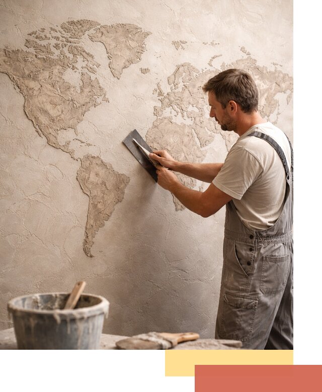 Декоративная штукатурка «Карта мира» под ключ в Владимире