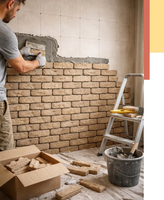 Монтаж декоративного кирпича в Владимире от 3320 руб./м² — быстро и недорого | ОТДЕЛОЧНИК-Вдм