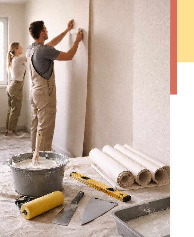 Поклейка бумажных обоев в Владимире от 5706 руб./м2 — быстро и недорого | ОТДЕЛОЧНИК-Вдм