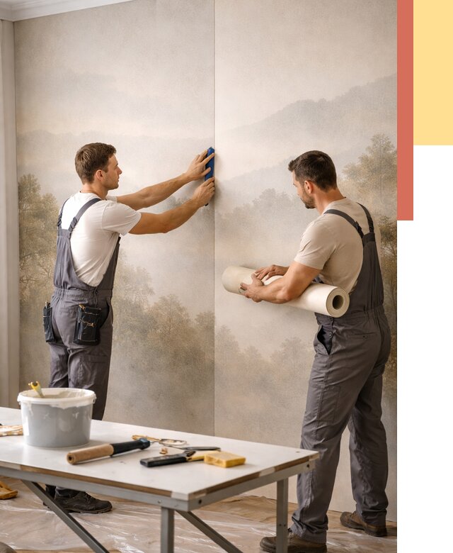 Поклейка фотообоев в Владимире от 8819 руб/м² — быстро и недорого | ОТДЕЛОЧНИК-Вдм