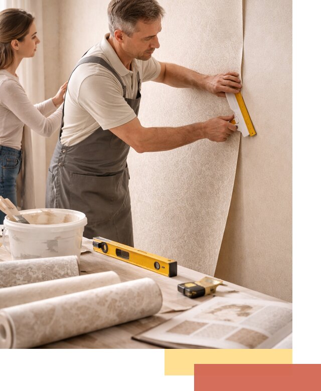 Поклейка обоев с подбором рисунка в Владимире