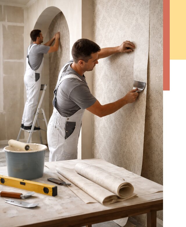 Поклейка обоев на сложные стены в Владимире от 2905 руб. под ключ | ОТДЕЛОЧНИК-Вдм