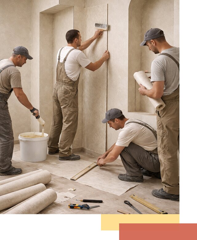 Поклейка обоев на сложные стены и неровные поверхности в Владимире