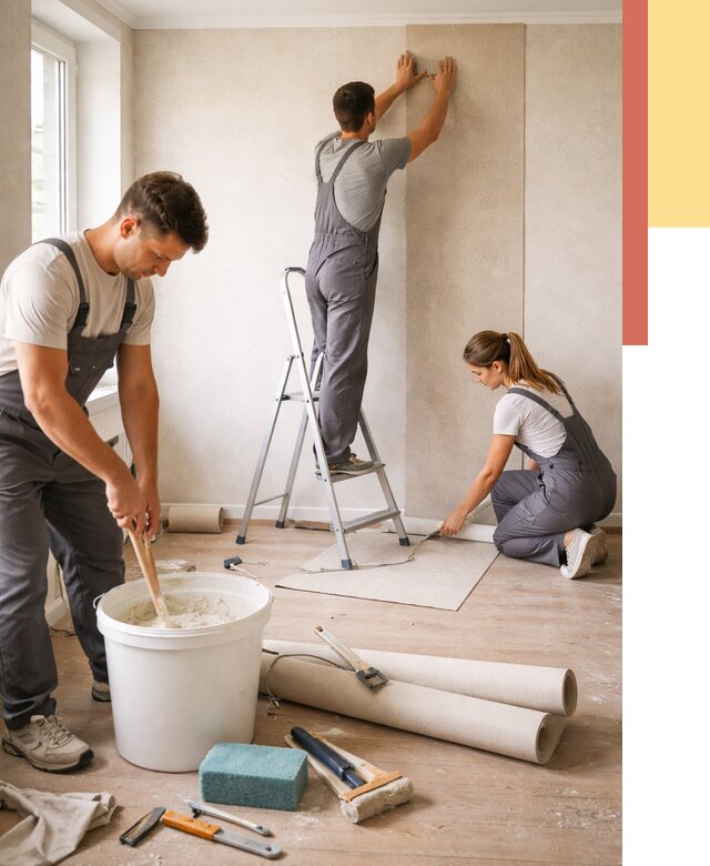 Оклейка стен обоями в Владимире от 3631 руб/м2 — быстро и недорого | ОТДЕЛОЧНИК-Вдм