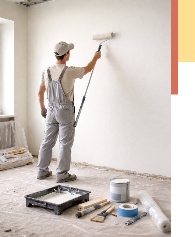 Покраска стен водоэмульсионной краской в Владимире от 467 руб. за м² | ОТДЕЛОЧНИК-Вдм