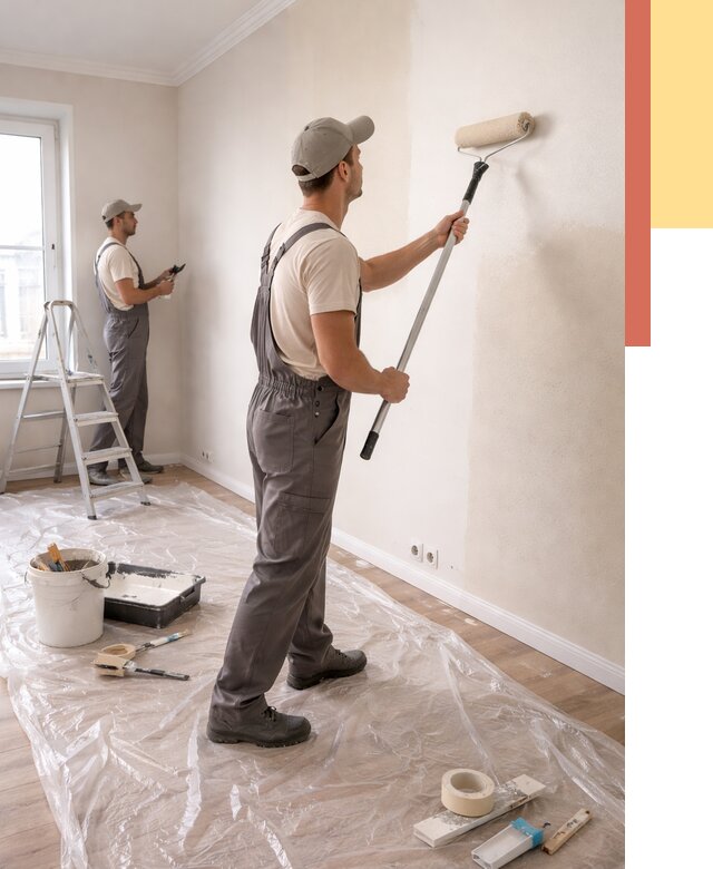 Покраска стен акриловой краской в Владимире от 3631 руб./м² — быстро и недорого | ОТДЕЛОЧНИК-Вдм