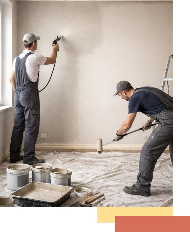 Покраска стен моющейся краской и защита поверхностей в Владимире