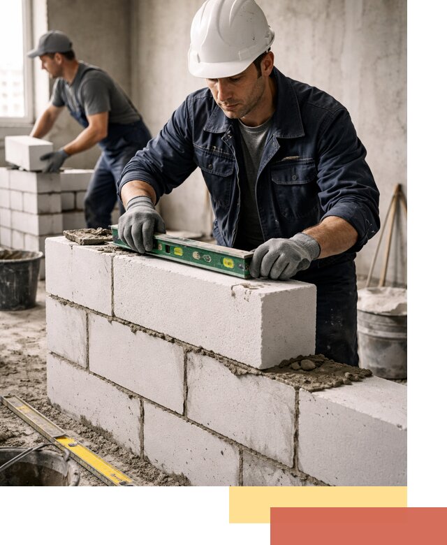 Кладка перегородок из пеноблока под ключ в Владимире