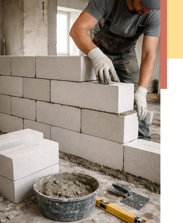 Кладка перегородок из силикатного блока в Владимире от 4150 руб. под ключ | ОТДЕЛОЧНИК-Вдм