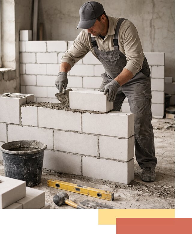 Кладка перегородок из силикатного блока в Владимире