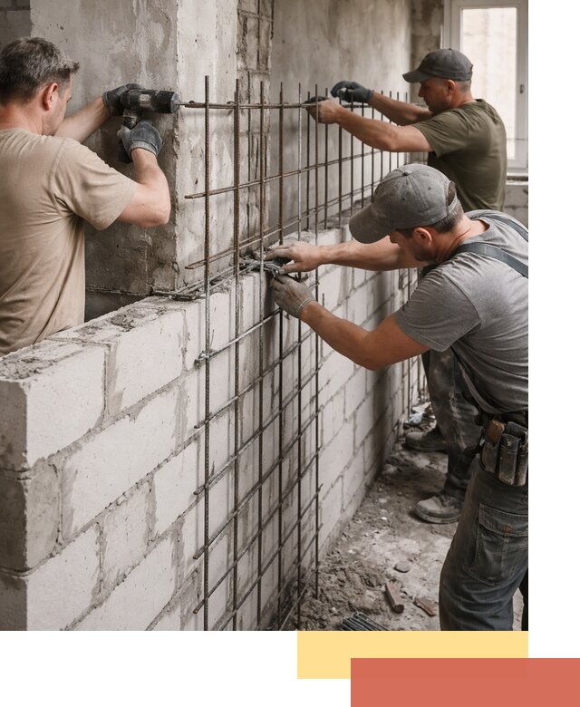 Армирование кладки перегородок в Владимире профессионально и надёжно