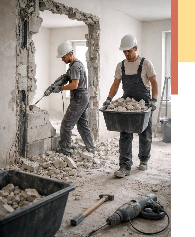 Демонтаж блоковых перегородок в Владимире от 3891 руб. — быстро и недорого | ОТДЕЛОЧНИК-Вдм