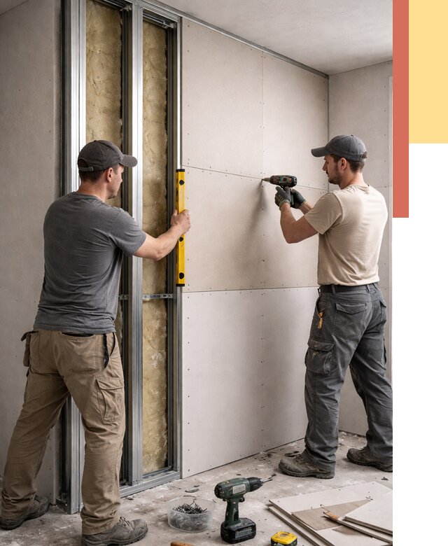 Монтаж двухслойной перегородки из гипсокартона в Владимире от 1504 руб. | ОТДЕЛОЧНИК-Вдм