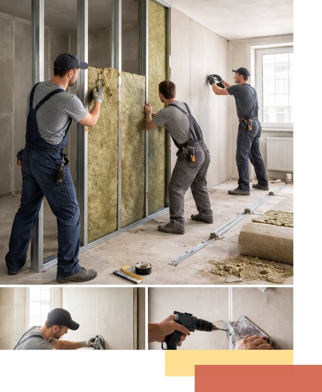 Перегородка из гипсокартона с шумоизоляцией в Владимире — монтаж под ключ