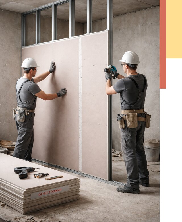 Перегородка из огнестойкого гипсокартона в Владимире от 1919 руб. под ключ | ОТДЕЛОЧНИК-Вдм
