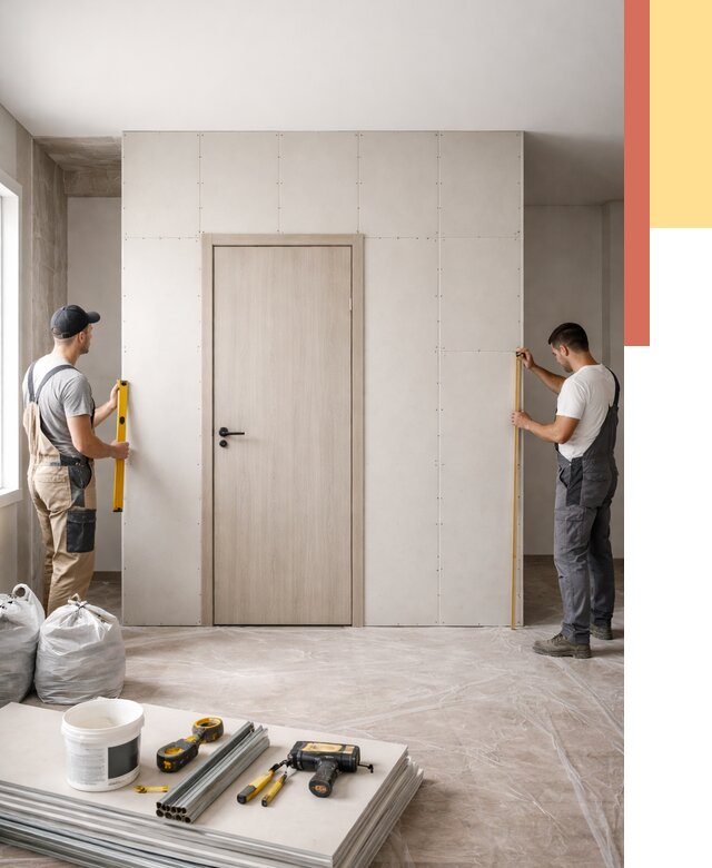 Перегородка из гипсокартона с дверью в Владимире от 4669 руб. под ключ | ОТДЕЛОЧНИК-Вдм