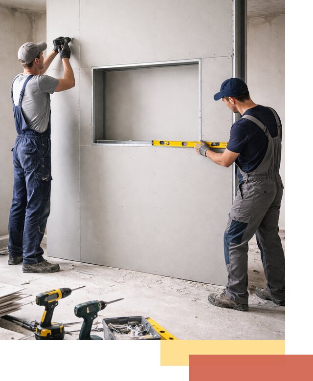 Перегородка из гипсокартона с нишей под декор в Владимире