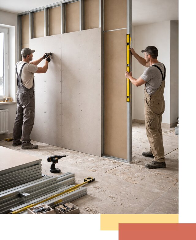 Зонирующая перегородка из гипсокартона под ключ в Владимире