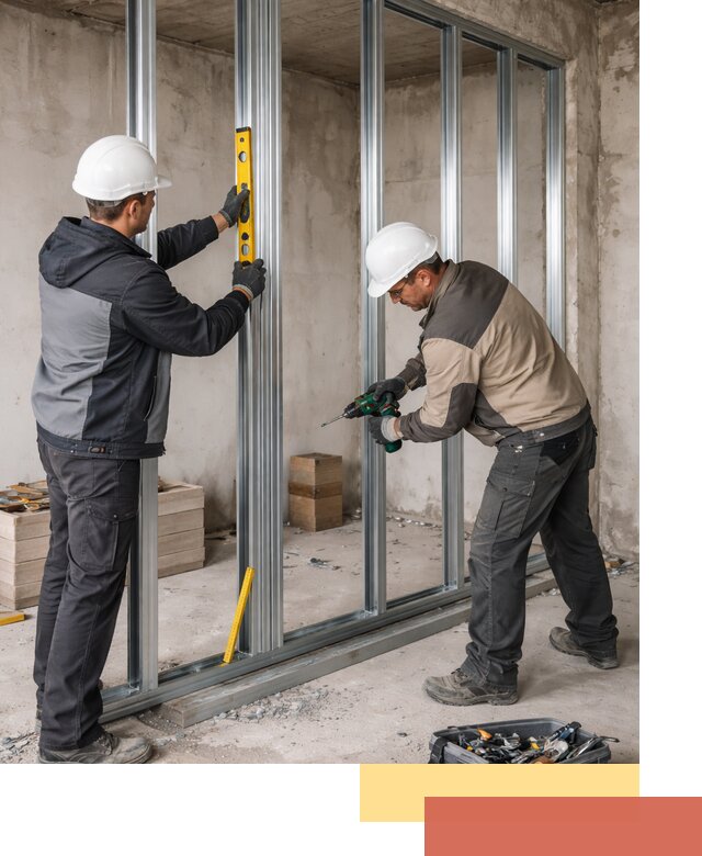 Монтаж каркаса перегородки из профиля в Владимире