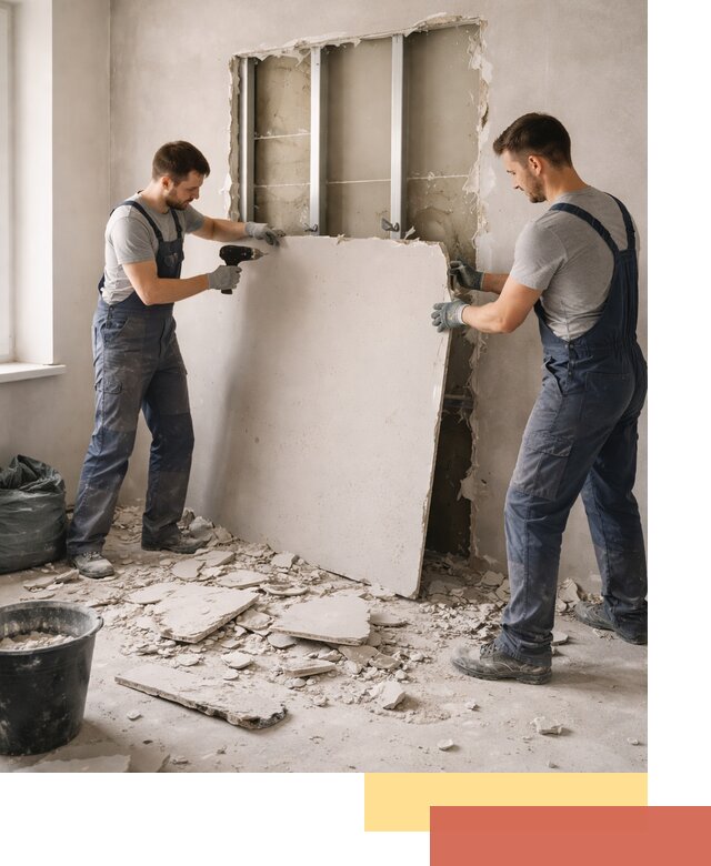 Демонтаж перегородки из гипсокартона в Владимире быстрый и аккуратный