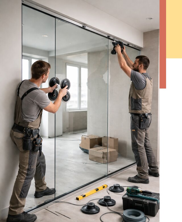 Монтаж стеклянных перегородок в Владимире от 6744 руб. | ОТДЕЛОЧНИК-Вдм