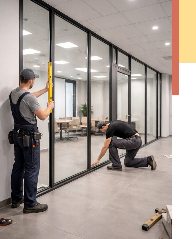 Каркасные стеклянные перегородки в Владимире под ключ от 9545 руб. | ОТДЕЛОЧНИК-Вдм