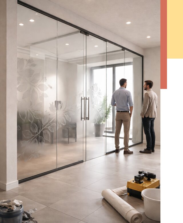 Стеклянные перегородки с рисунком в Владимире от 12969 руб. монтаж и нанесение | ОТДЕЛОЧНИК-Вдм