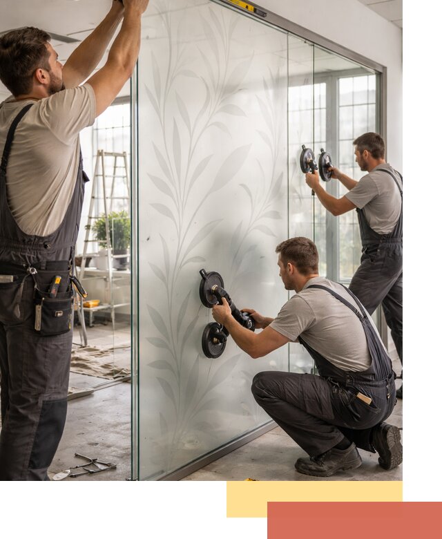 Стеклянные перегородки с рисунком на заказ в Владимире