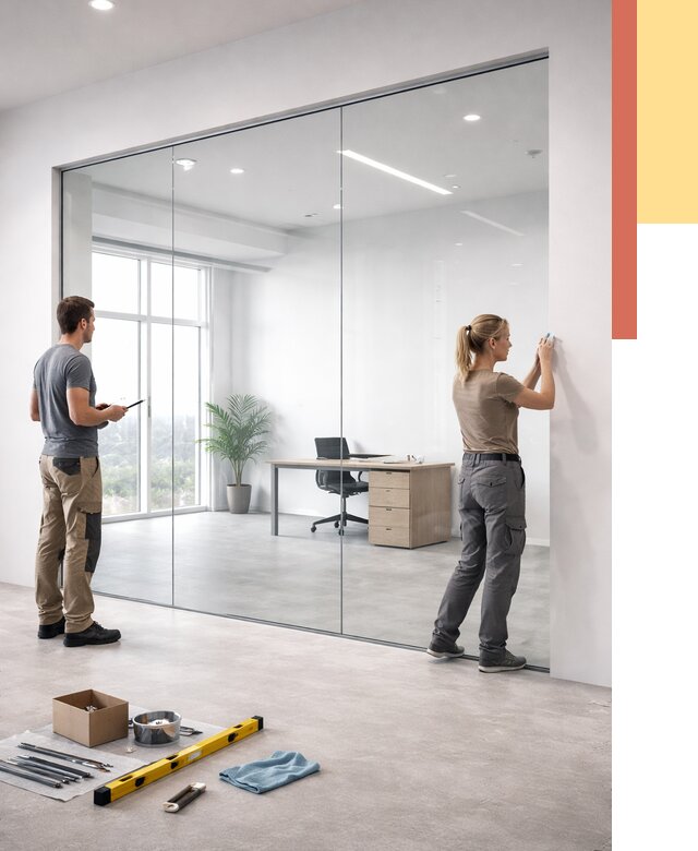 Перегородки из закаленного стекла в Владимире от 9856 руб. под ключ | ОТДЕЛОЧНИК-Вдм