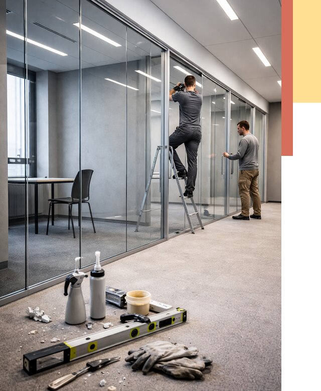 Стеклянные офисные перегородки в Владимире от 8819 руб. — монтаж и установка | ОТДЕЛОЧНИК-Вдм