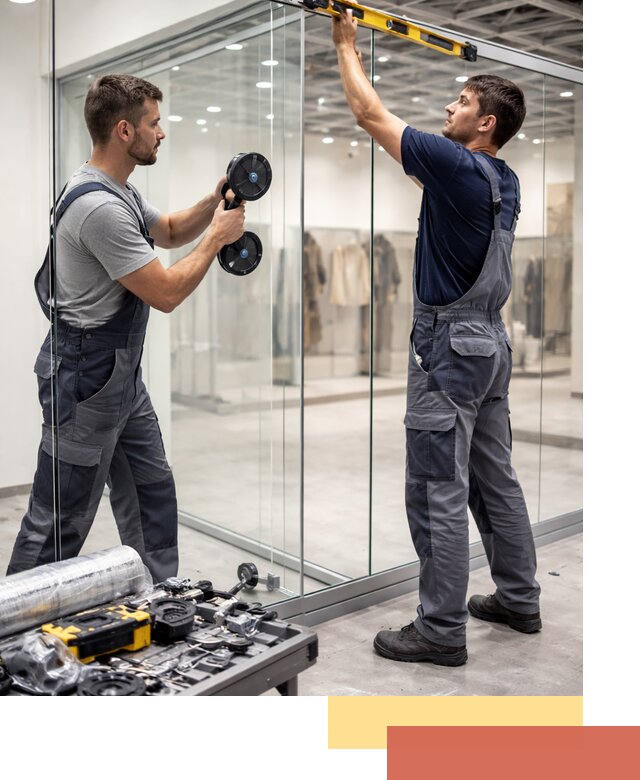 Стеклянные перегородки для магазинов в Владимире — монтаж и установка