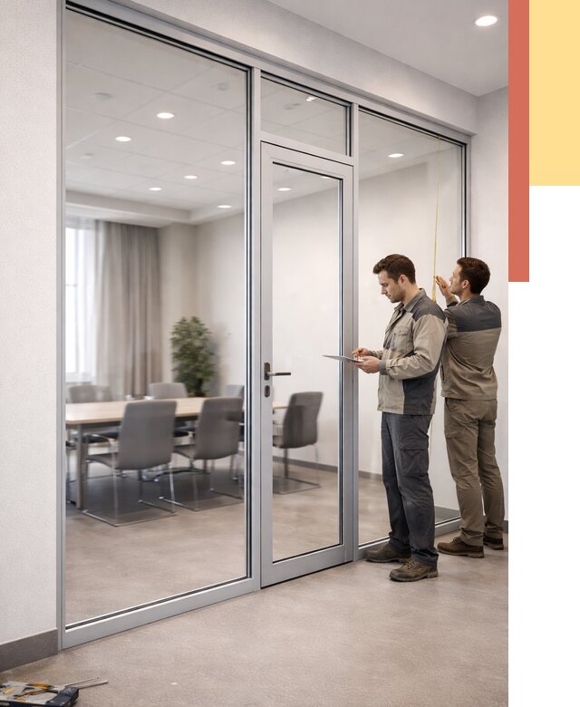 Установка и монтаж алюминиевых перегородок со стеклом в Владимире от 8508 руб. | ОТДЕЛОЧНИК-Вдм