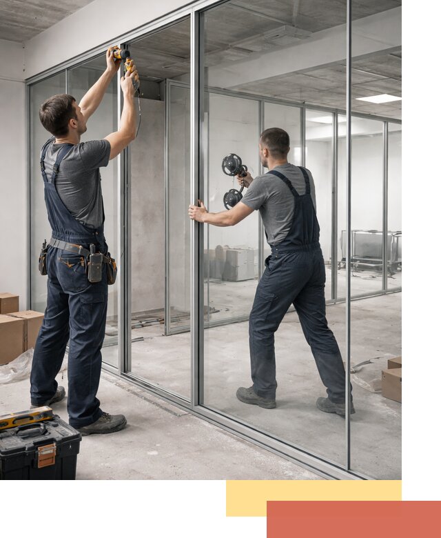 Алюминиевые перегородки со стеклом в Владимире — изготовление и монтаж