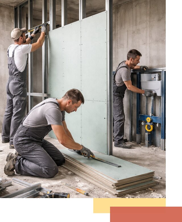 Монтаж и ремонт сантехнических перегородок в Владимире