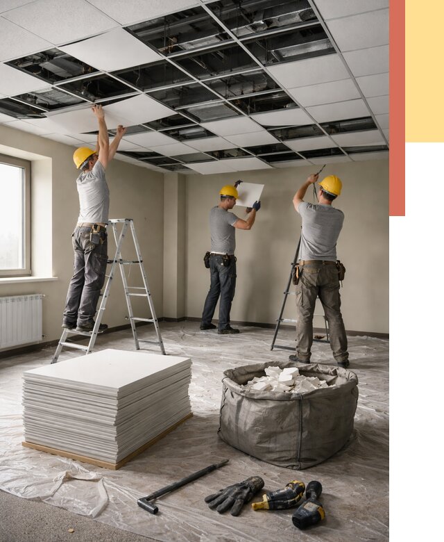 Демонтаж потолка Армстронг в Владимире от 4669 руб. быстро и недорого | ОТДЕЛОЧНИК-Вдм