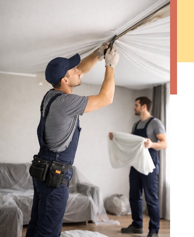 Демонтаж натяжного потолка в Владимире от 4669 руб. — снятие и разбор под ключ | ОТДЕЛОЧНИК-Вдм