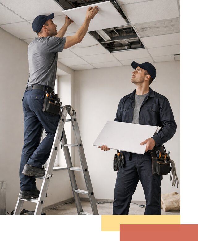 Обслуживание подвесного потолка в Владимире — ремонт и чистка