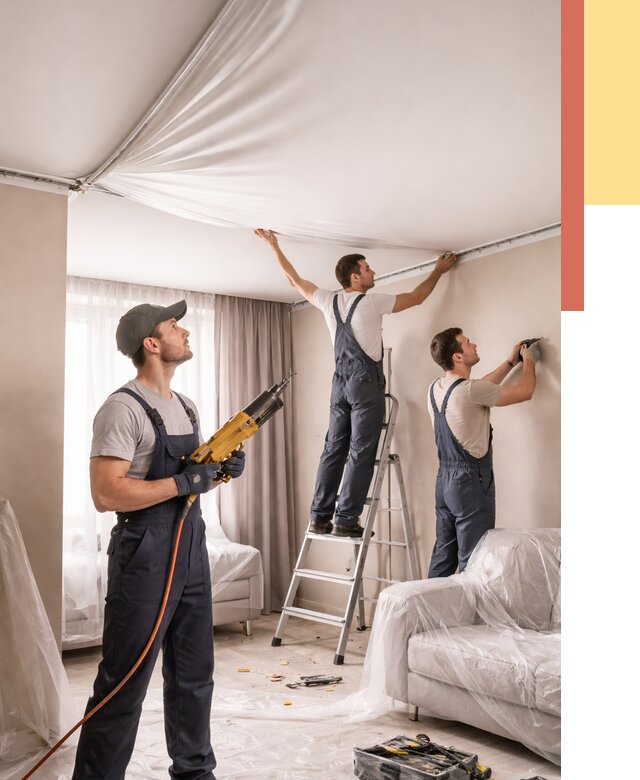 Установка натяжного потолка в Владимире от 4669 руб. | Быстро и недорого — ОТДЕЛОЧНИК-Вдм